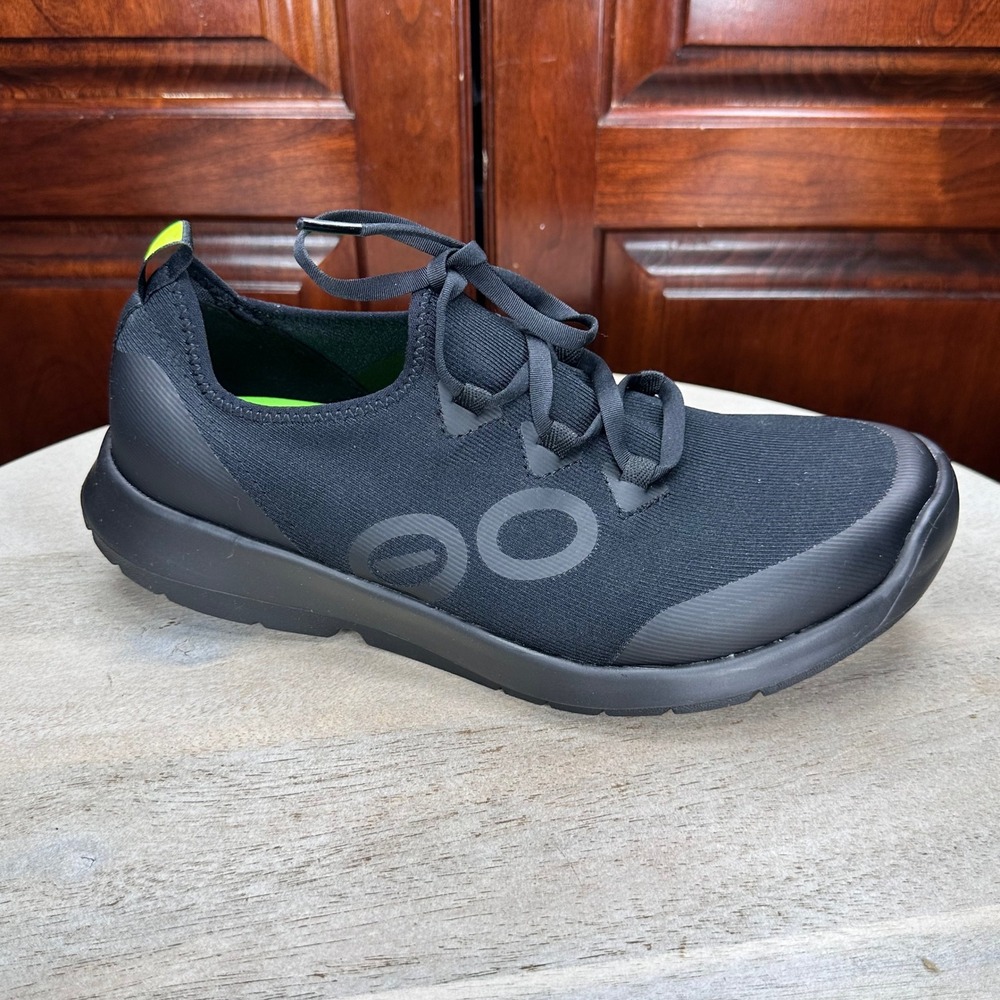 OOFOS OOmg Sport LS Men 9 Black New Recovery Shoes 5086 FibreFlex Sneaker
